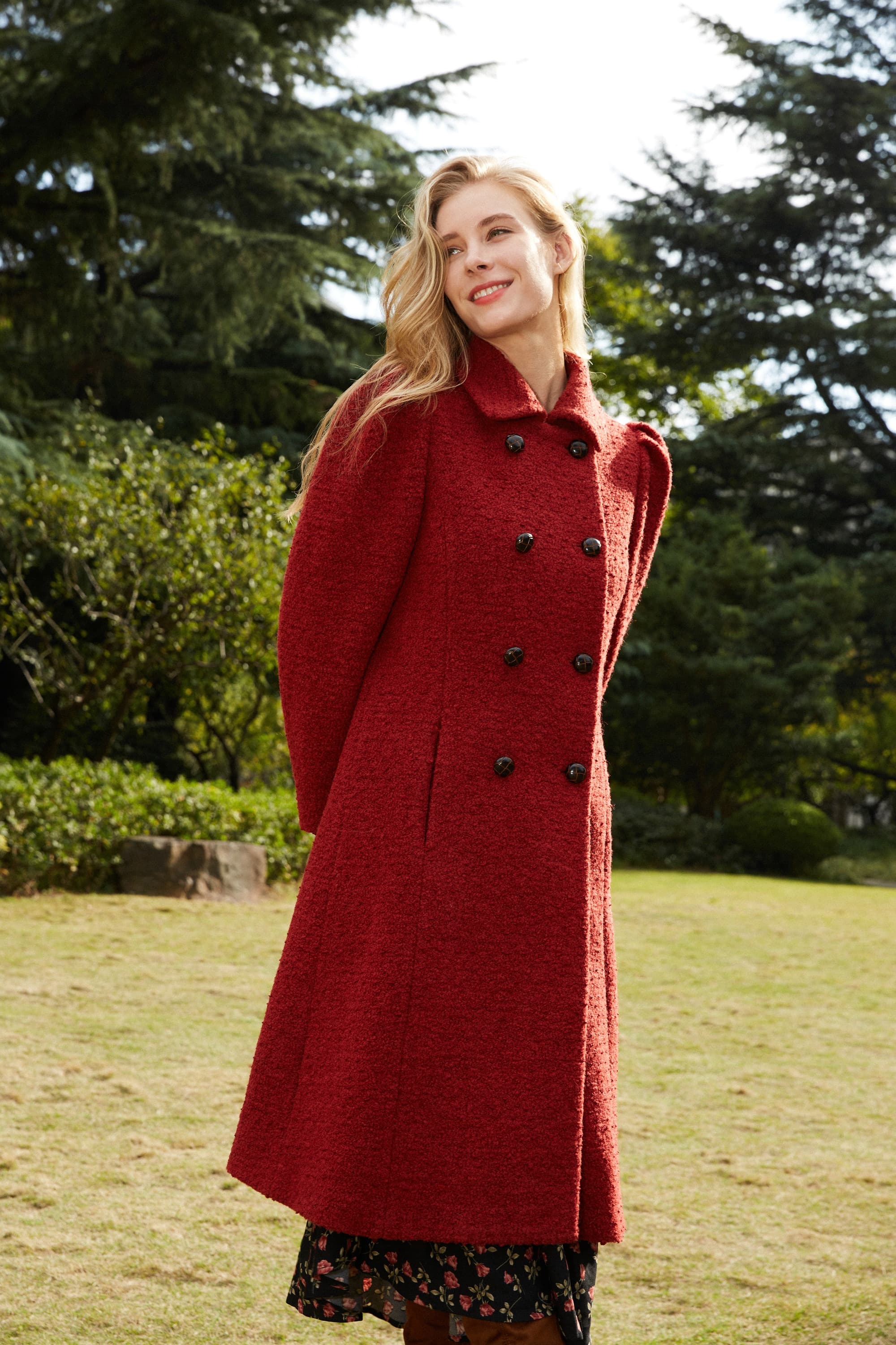 Greta Vintage Red Double-Breasted Coat