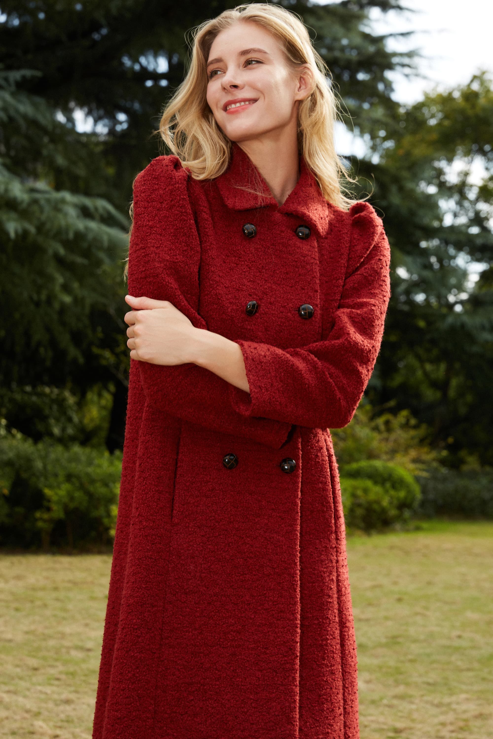 Greta Vintage Red Double-Breasted Coat