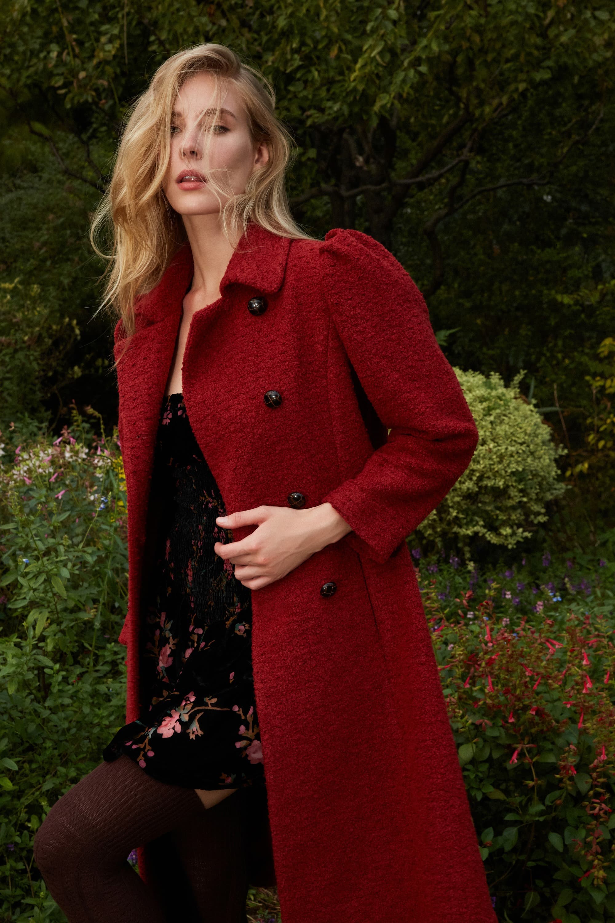 Greta Vintage Red Double-Breasted Coat