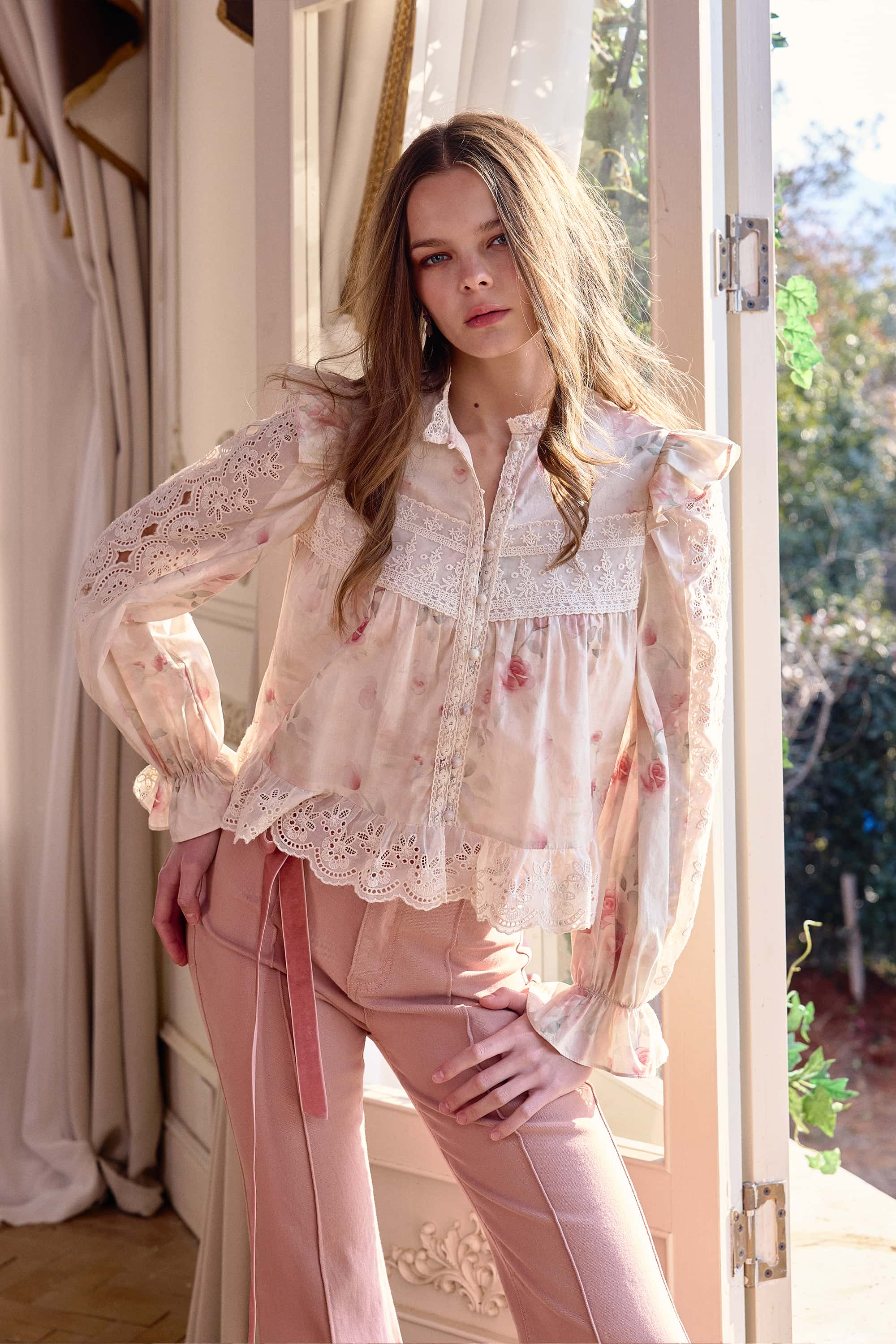 Gillian Cotton Lace Floral Blouse