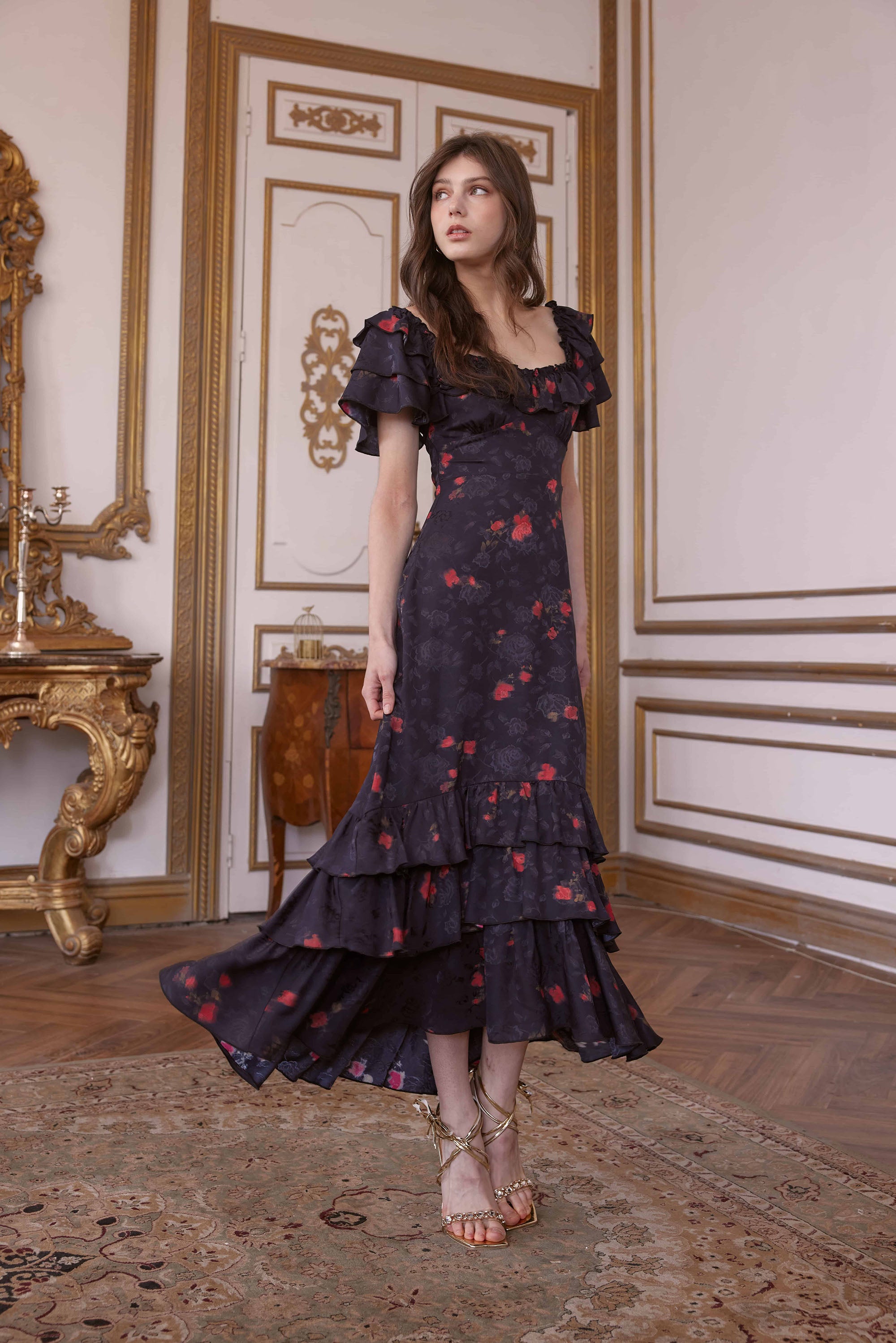 Charlene Jacquard Satin Maxi Dress