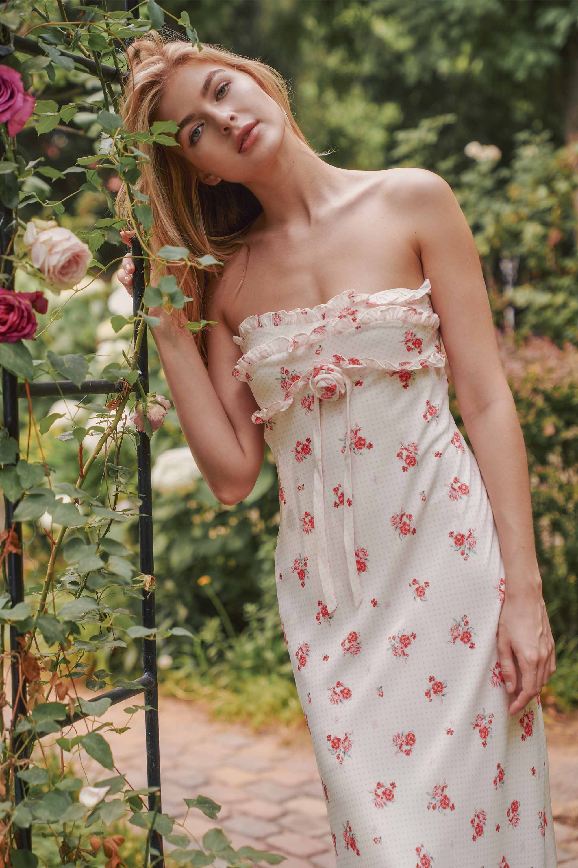 Gloria Rosette Floral Midi Dress