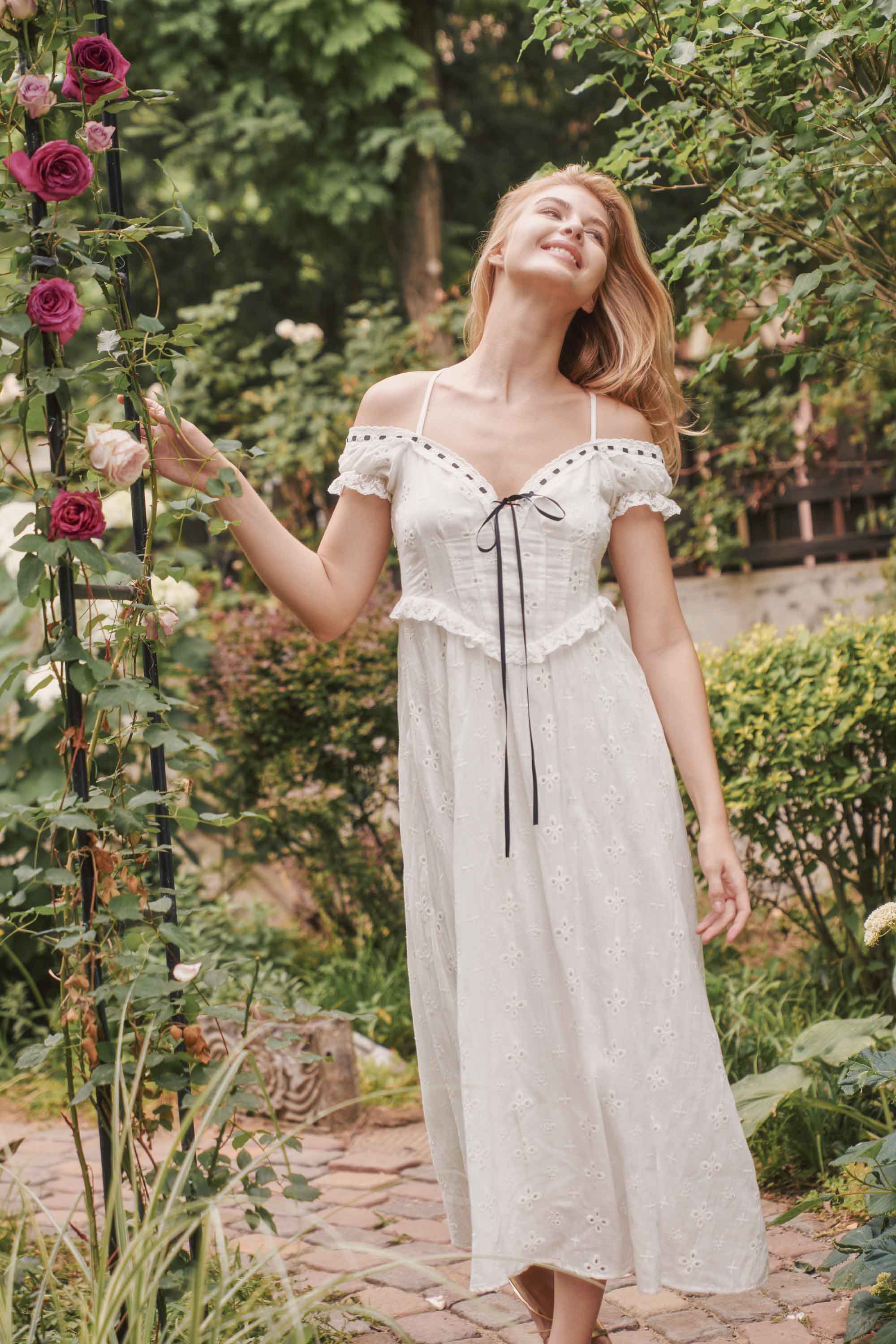 Willow Embroidery Floral Midi Dress