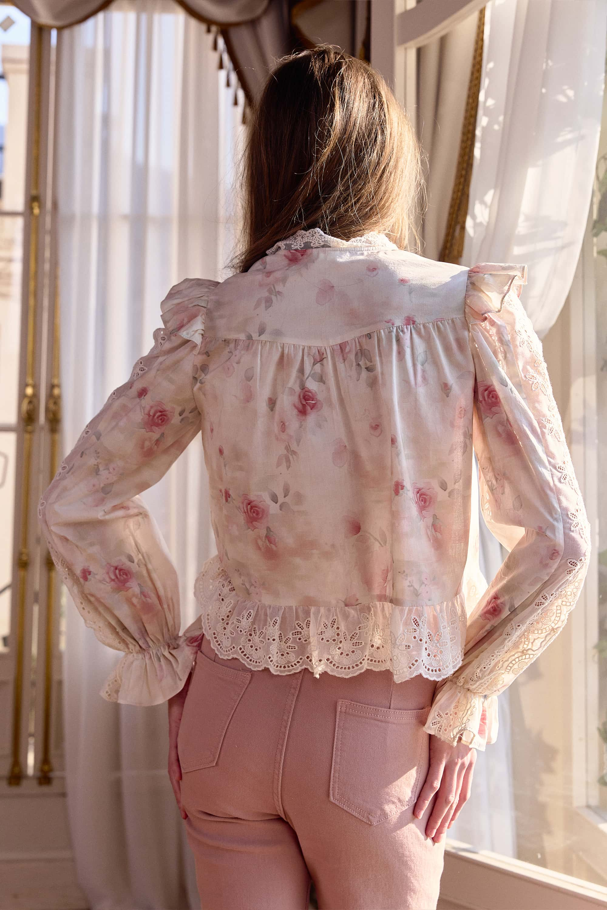 Gillian Cotton Lace Floral Blouse