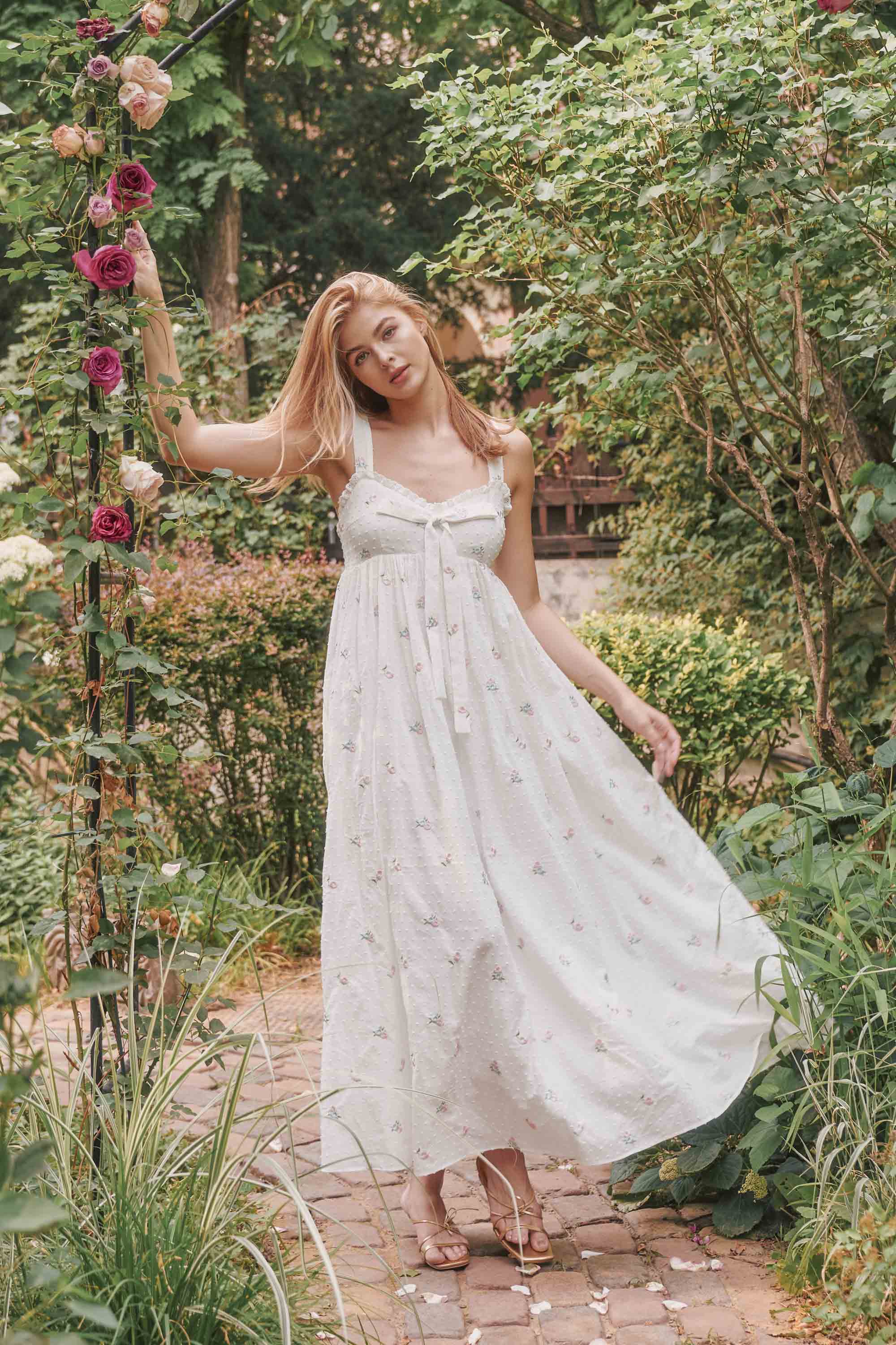 Summer Embroidery Print Maxi Dress