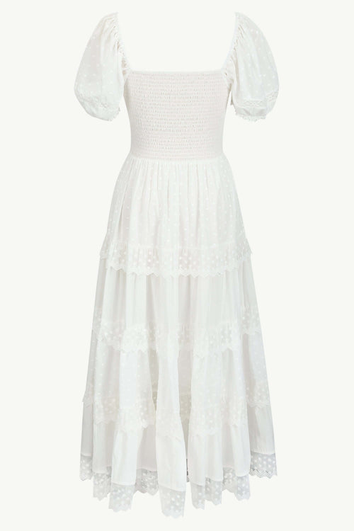 Annora Scalloped Lace Tiered Maxi Dress